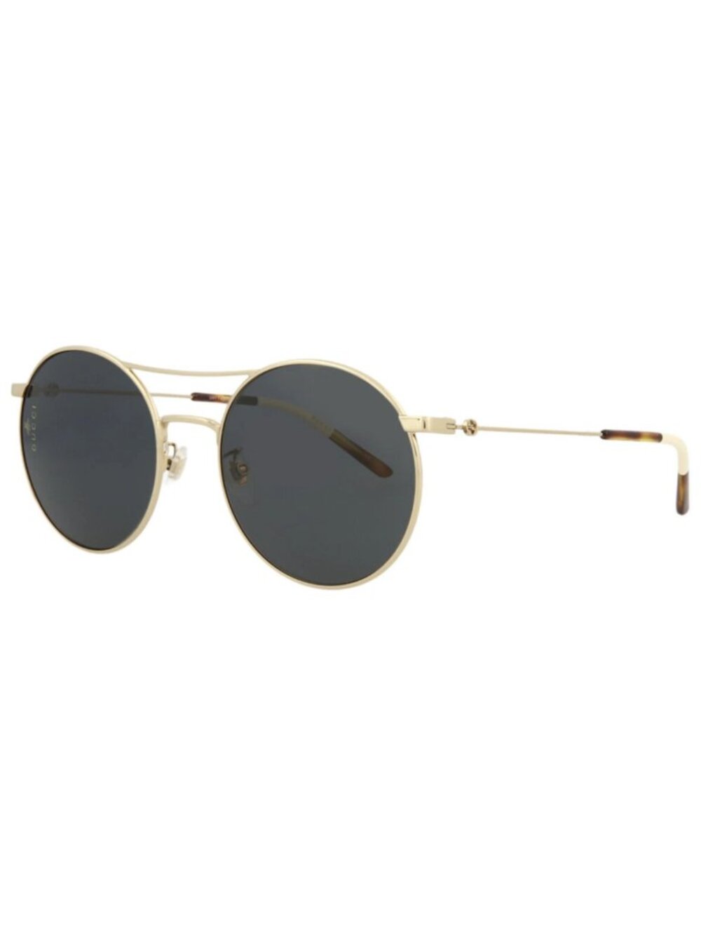 New Gucci Women's Sunglasses Round Oval Metal Frame Gold Gold Grey